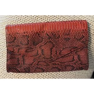 Giannini Red Snakeskin Faux Leather Clutch Bag: E… - image 1